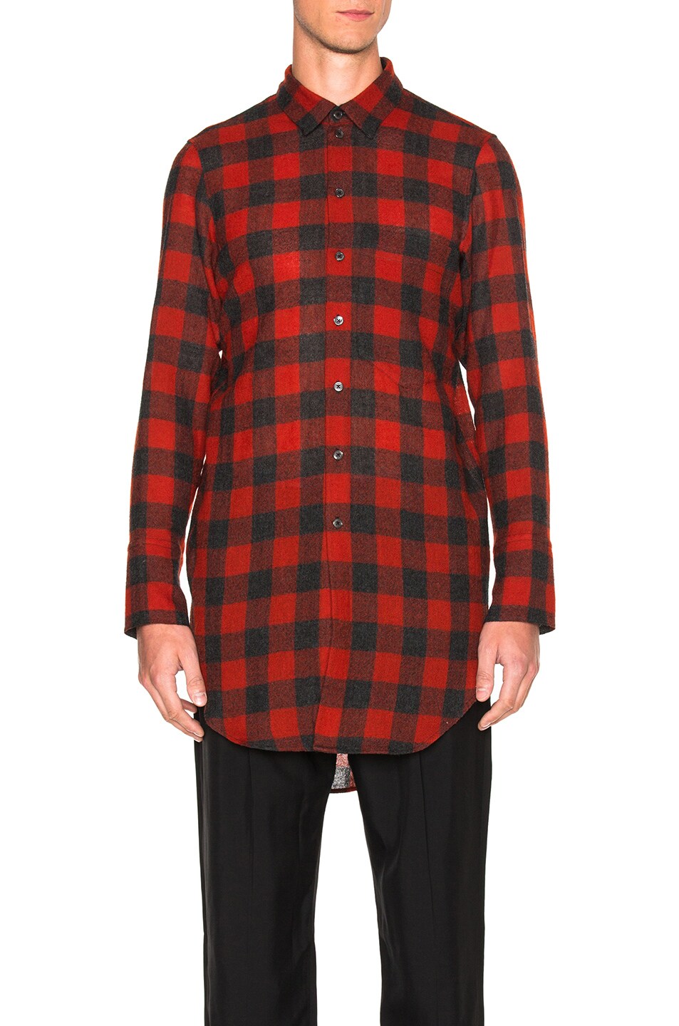 Image 1 of Ann Demeulemeester Plaid Button Down Shirt in Red & Black