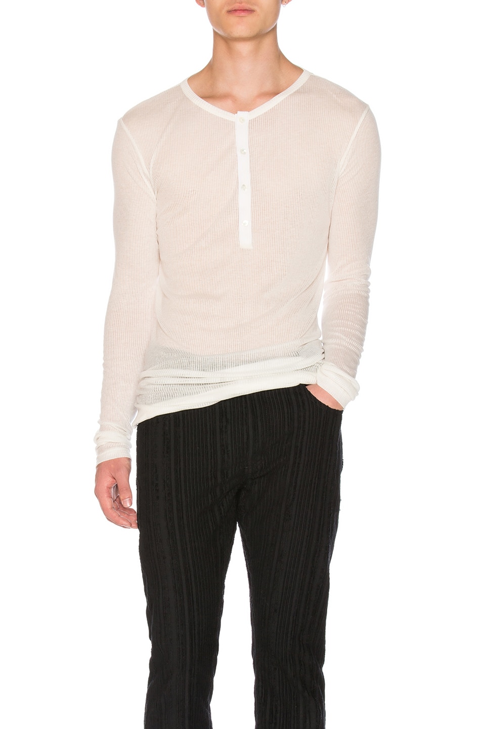 Image 1 of Ann Demeulemeester Henley Top in Cream