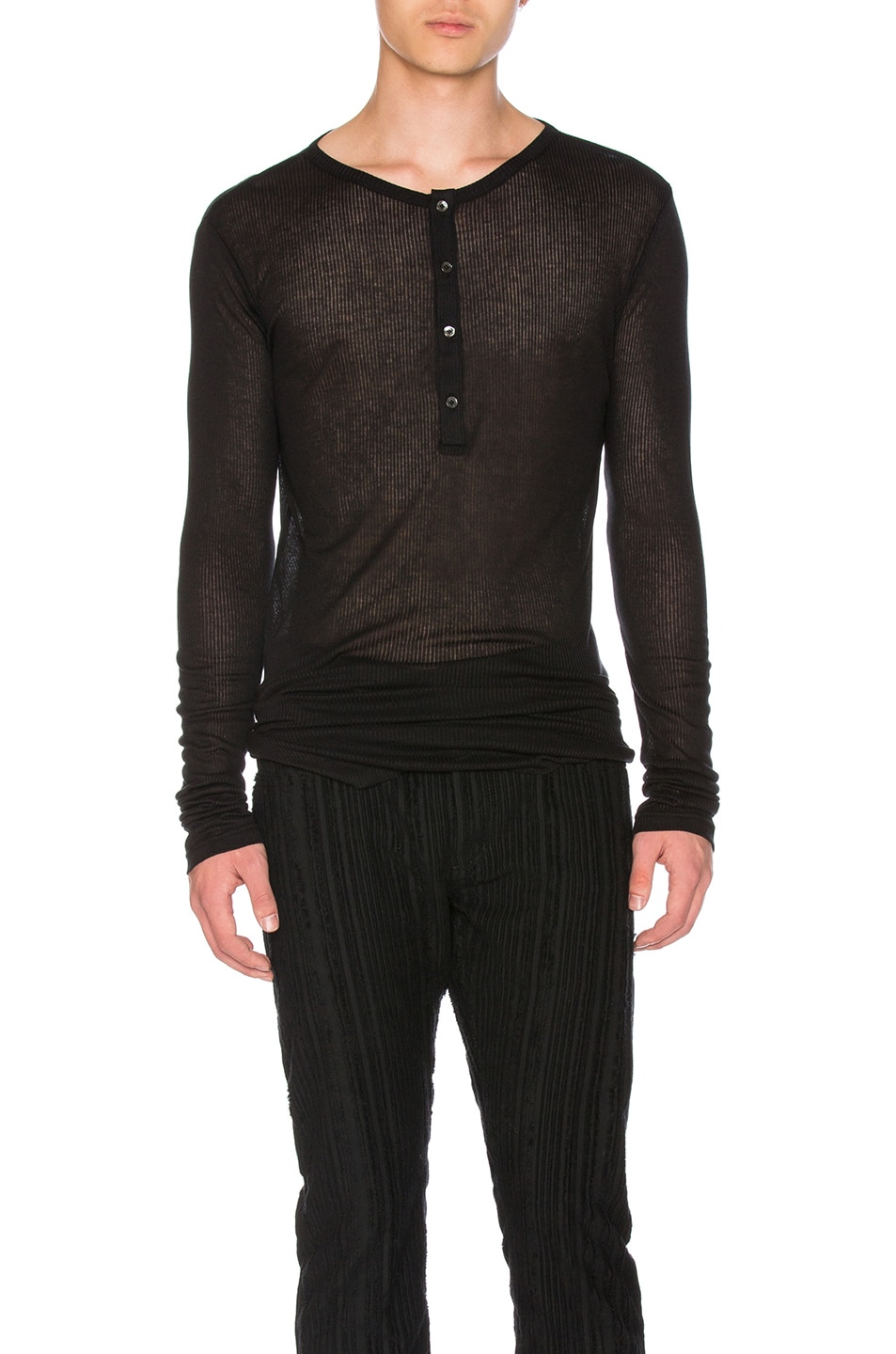 Image 1 of Ann Demeulemeester Henley Top in Black