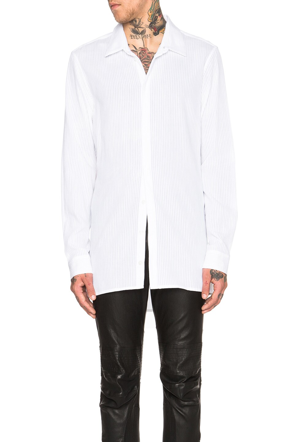 Image 1 of Ann Demeulemeester Sheer Stripe Button Down in White