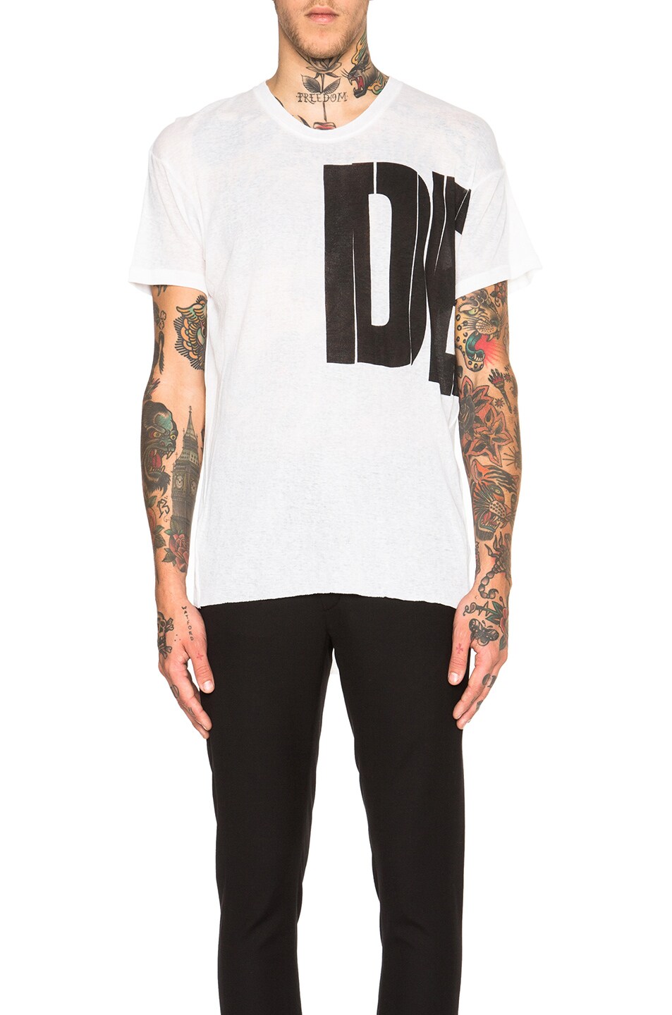 Image 1 of Ann Demeulemeester Deux Print Tee in Off White & Black