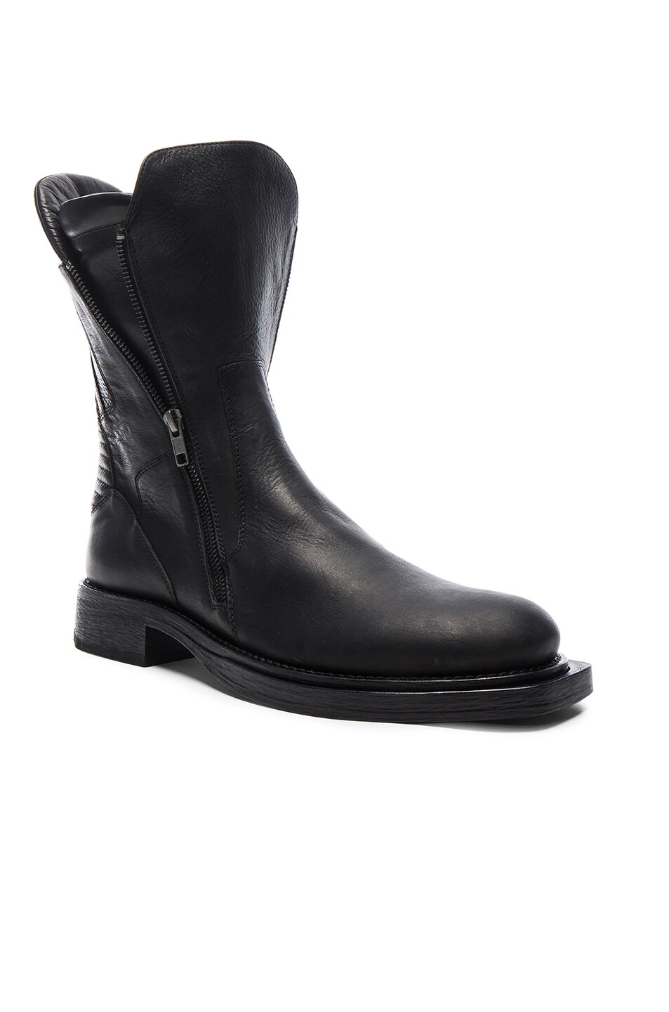 Image 1 of Ann Demeulemeester Leather Moto Boots in Olio Nero