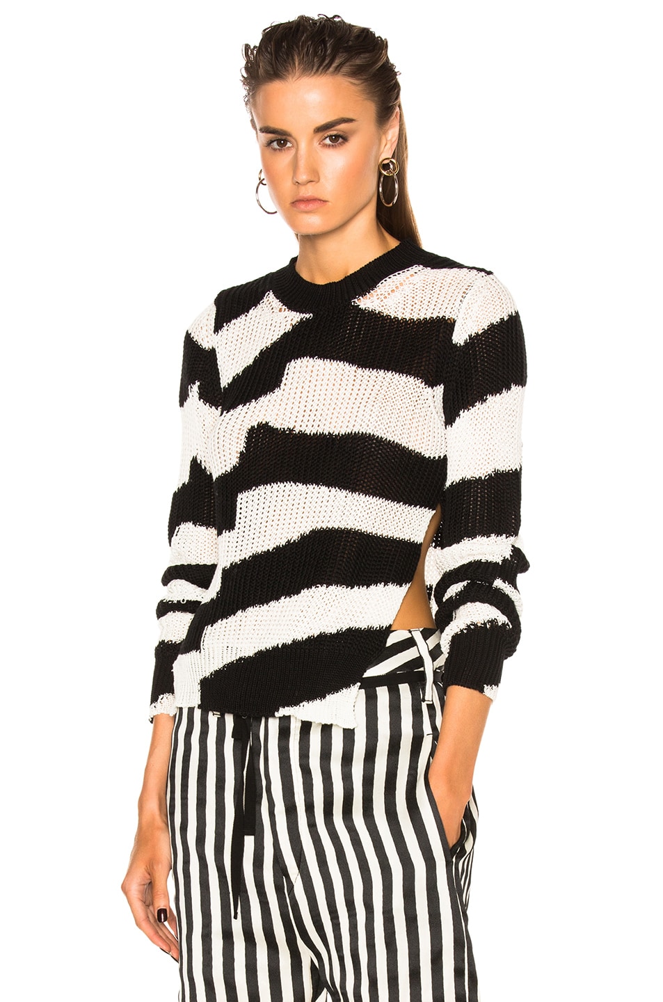 Ann Demeulemeester Knit Sweater in Black & White | FWRD