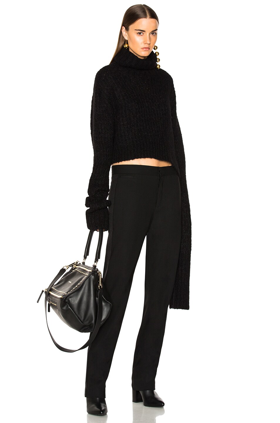 Image 1 of Ann Demeulemeester Asymmetric Hem Turtleneck Sweater in Black