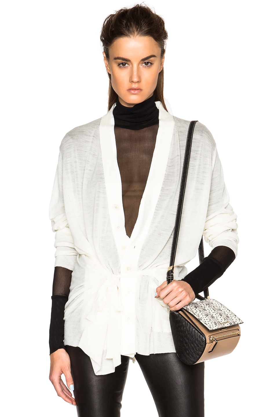 Image 1 of Ann Demeulemeester Tie Back Cardigan in White