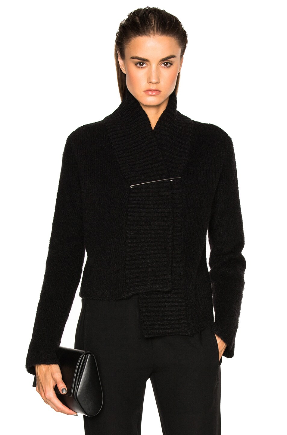Image 1 of Ann Demeulemeester Safety Pin Cardigan in Black