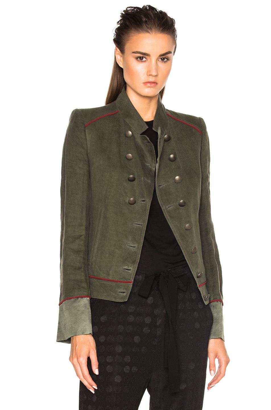Image 1 of Ann Demeulemeester Military Jacket in Khaki & Shiny Palm