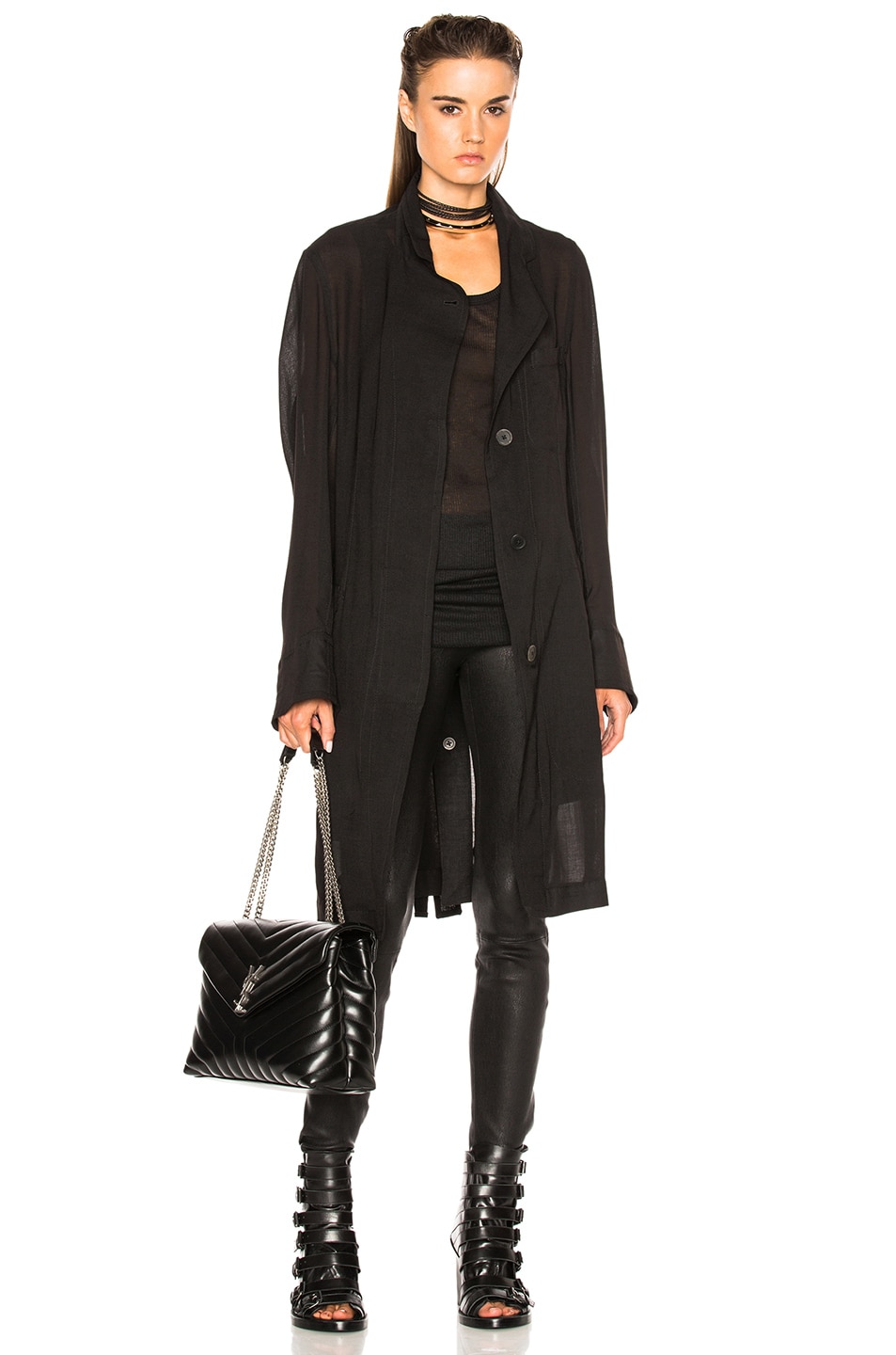 Image 1 of Ann Demeulemeester Belted Coat in Black
