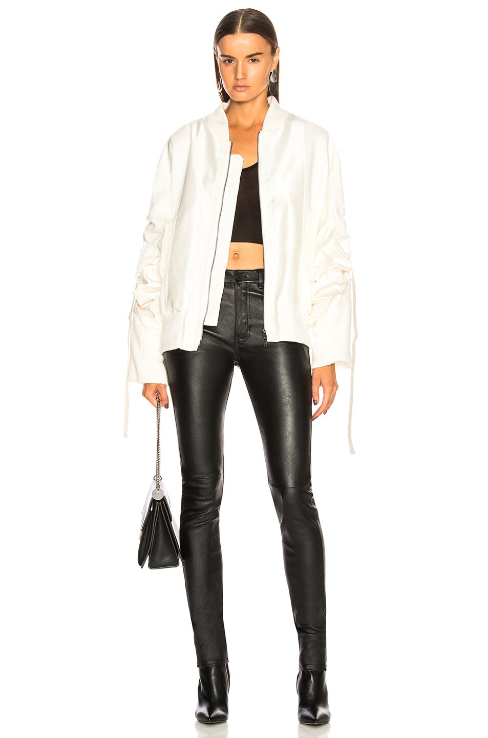Image 1 of Ann Demeulemeester Tab Sleeve Bomber Jacket in Off White