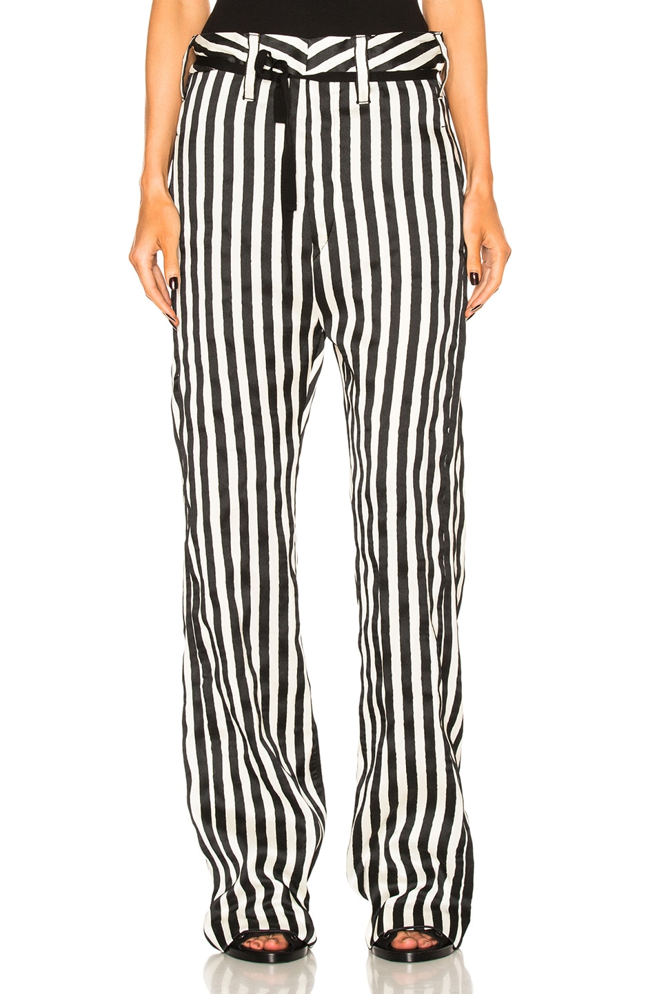 Image 1 of Ann Demeulemeester Striped Trousers in Black & Off White