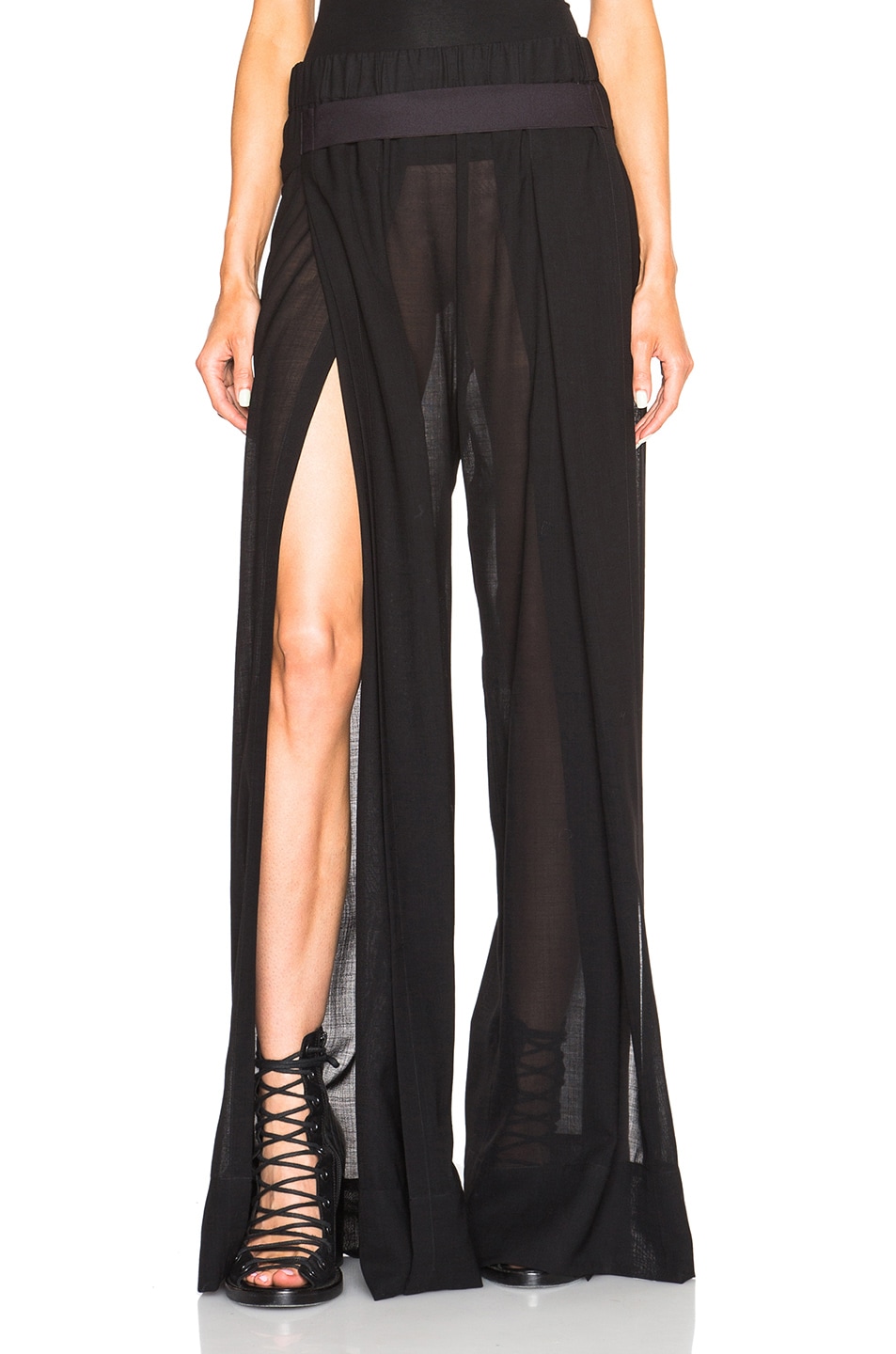 Image 1 of Ann Demeulemeester Wide Leg Belted Trousers in Black