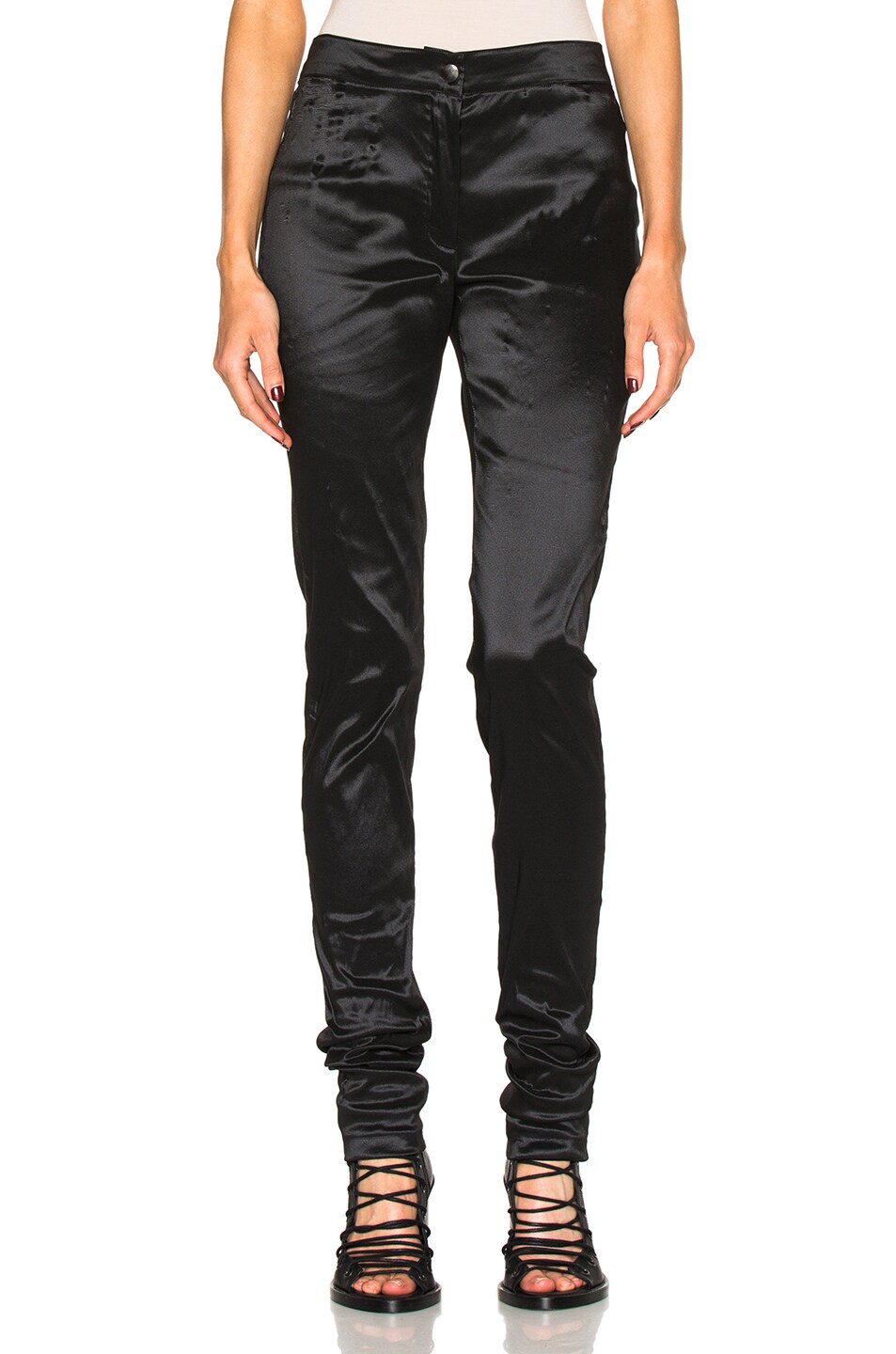 Image 1 of Ann Demeulemeester Metallic Tapered Trousers in Black