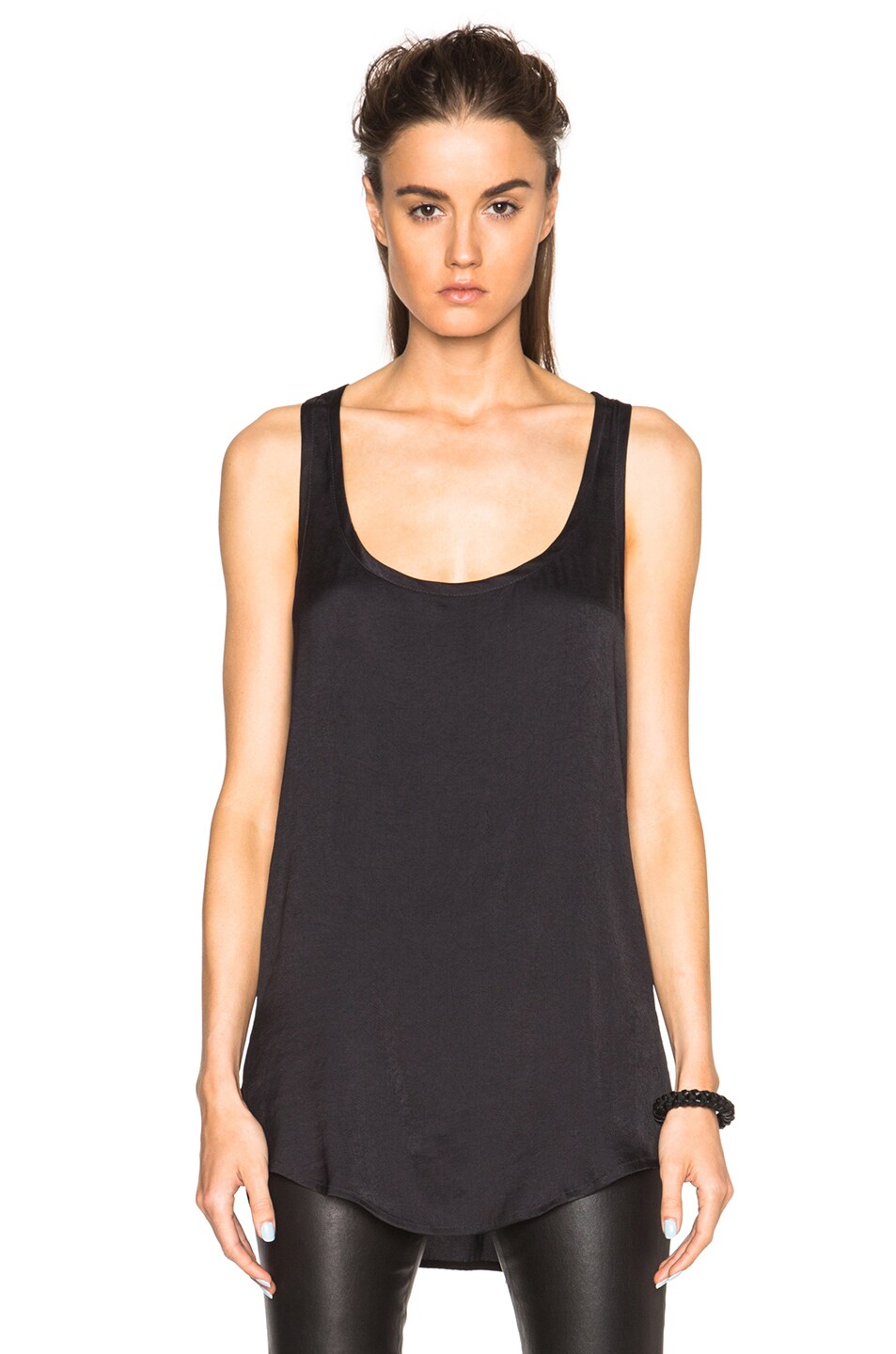 Image 1 of Ann Demeulemeester Classic Silky Tank in Black
