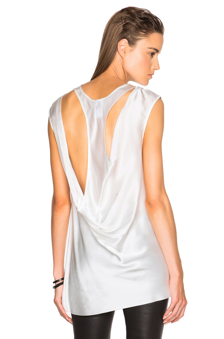 Image 1 of Ann Demeulemeester Satin Drape Top in Off White