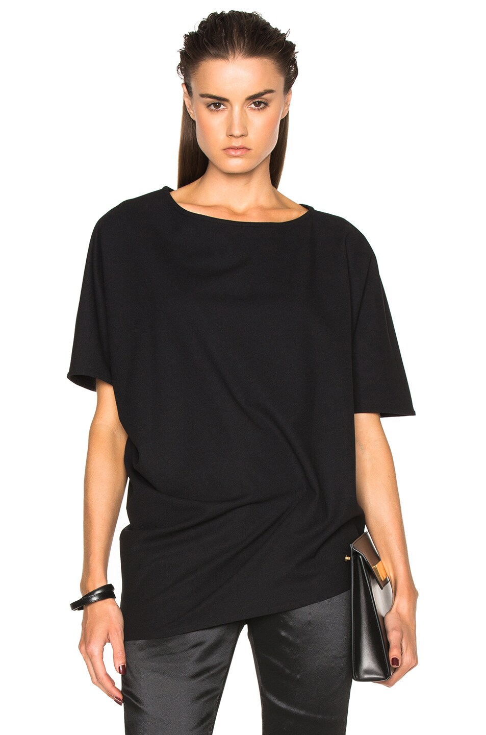 Image 1 of Ann Demeulemeester Short Sleeve Baggy Top in Black
