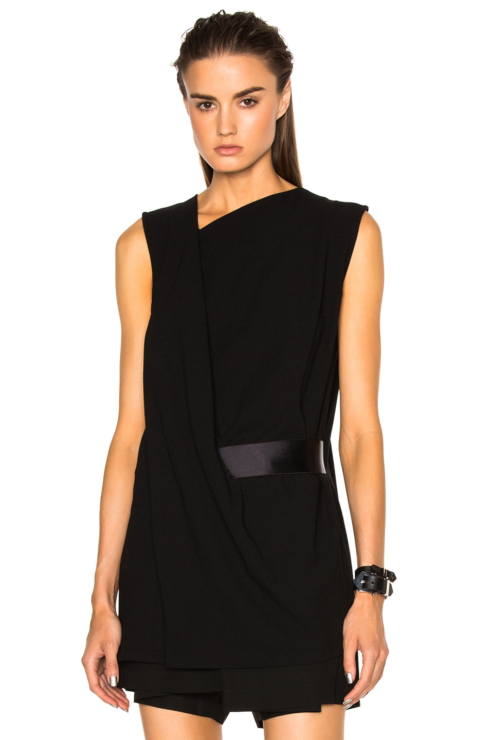 Image 1 of Ann Demeulemeester Belted Drape Tunic in Black