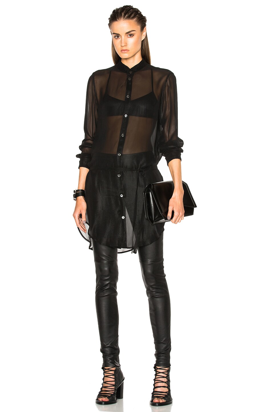 Image 1 of Ann Demeulemeester Long Belted Tunic in Black