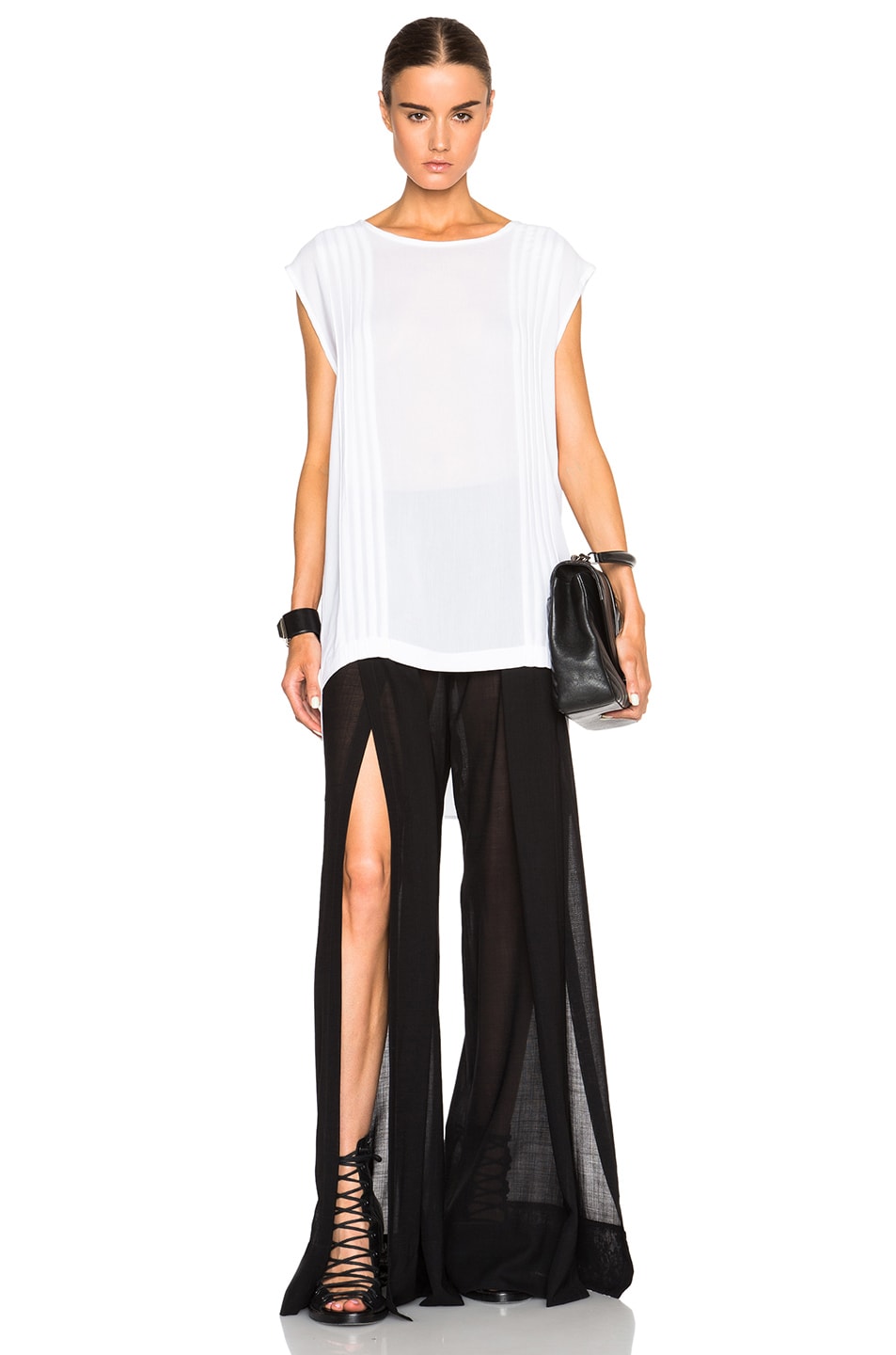 Image 1 of Ann Demeulemeester Sleeveless Pleated Tee in White