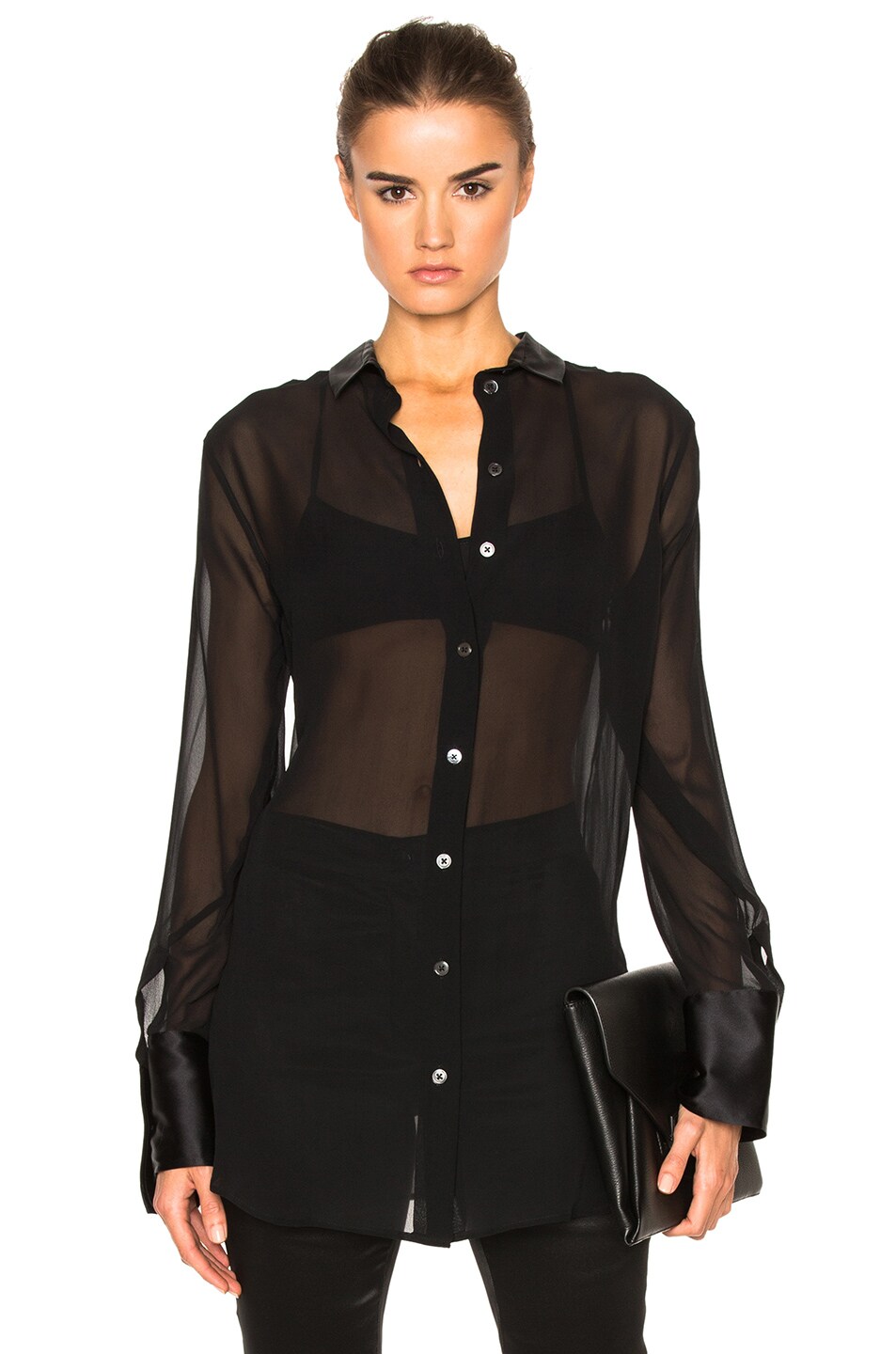 Image 1 of Ann Demeulemeester Reverse Button Blouse in Black