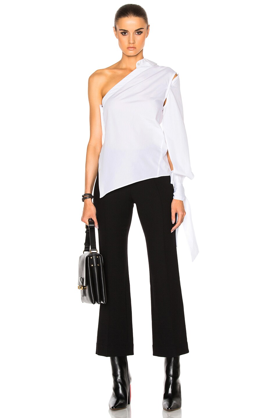 Image 1 of Ann Demeulemeester One Shoulder Shirt in White