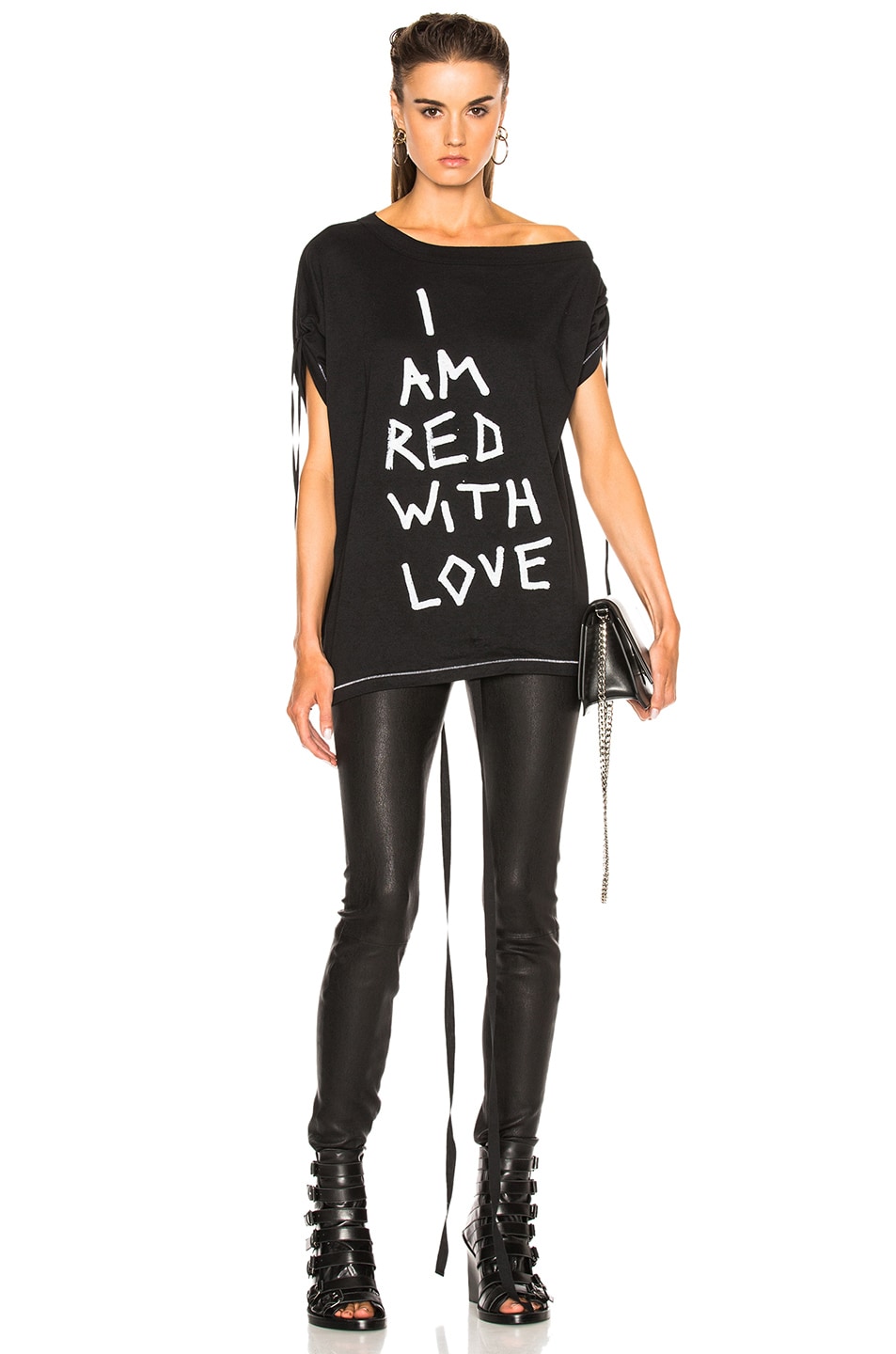 Image 1 of Ann Demeulemeester Graphic Top in Black & White Love Print