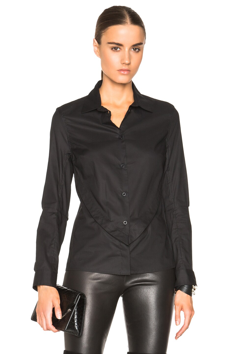 Image 1 of Ann Demeulemeester Cotton Button Down Shirt in Black