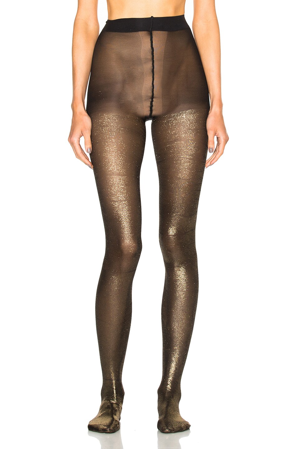 Image 1 of Ann Demeulemeester Tights in Black & Lamina Gold