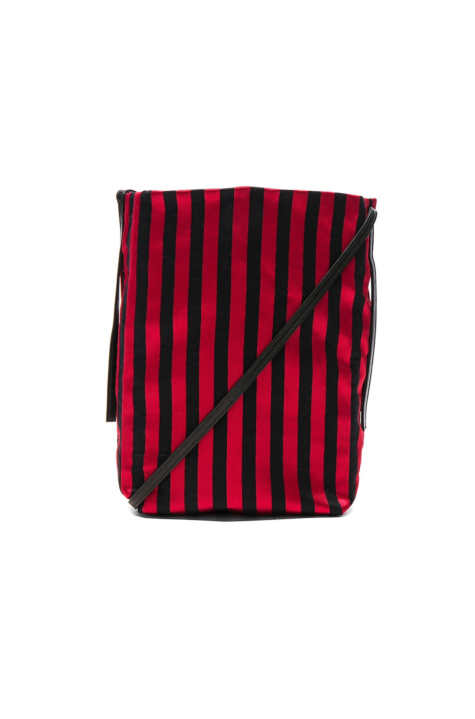 Image 1 of Ann Demeulemeester Striped Satchel in Ruby & Black