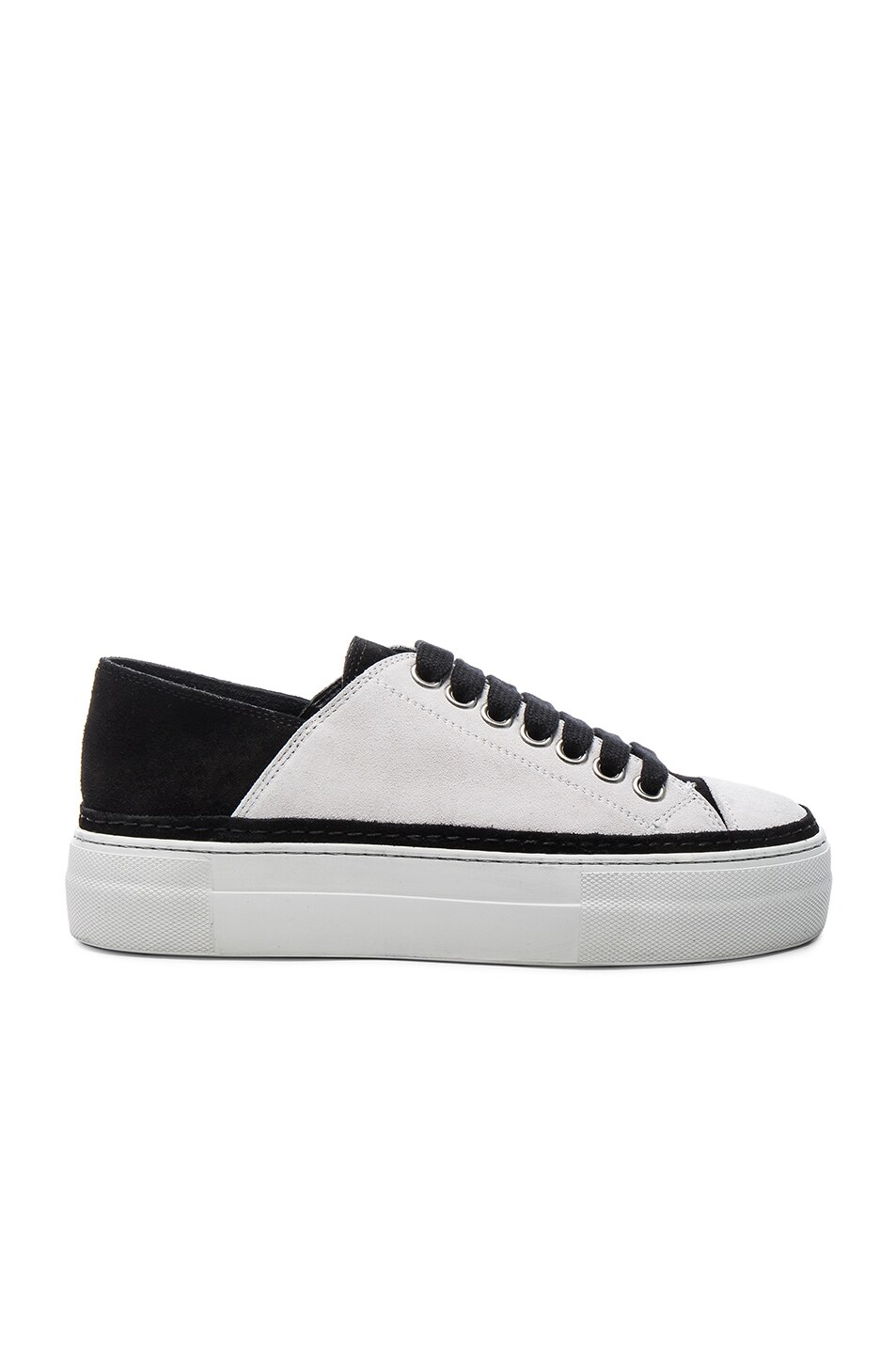 Image 1 of Ann Demeulemeester Suede Low Top Sneakers in Black & White