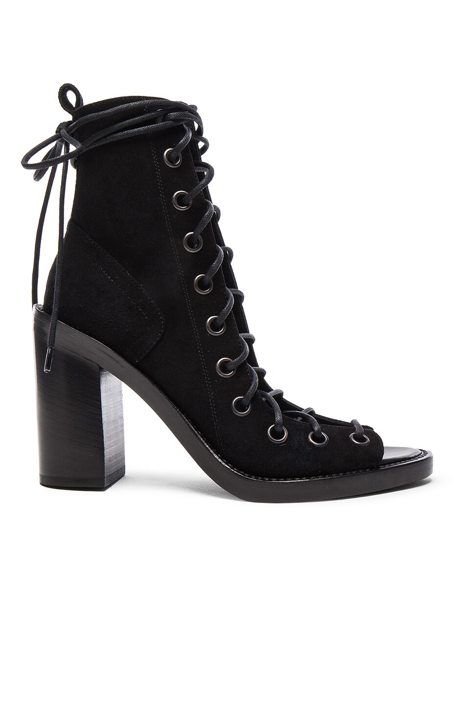 Image 1 of Ann Demeulemeester Suede Lace Up Heels in Black