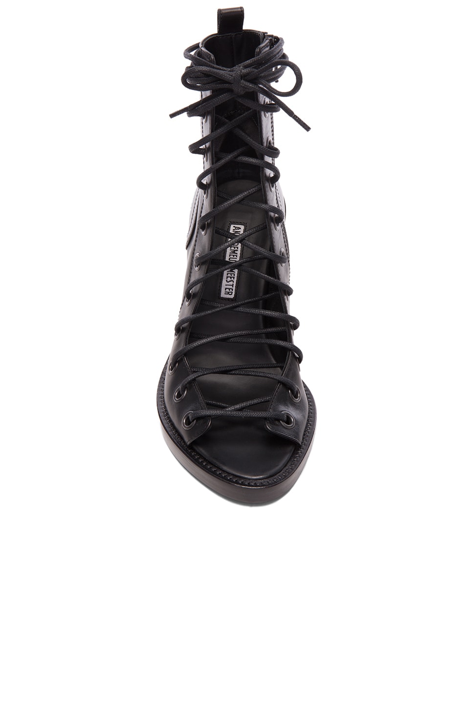 ANN DEMEULEMEESTER Size 9 Silver Black Metallic Leather Lace Up Sneakers