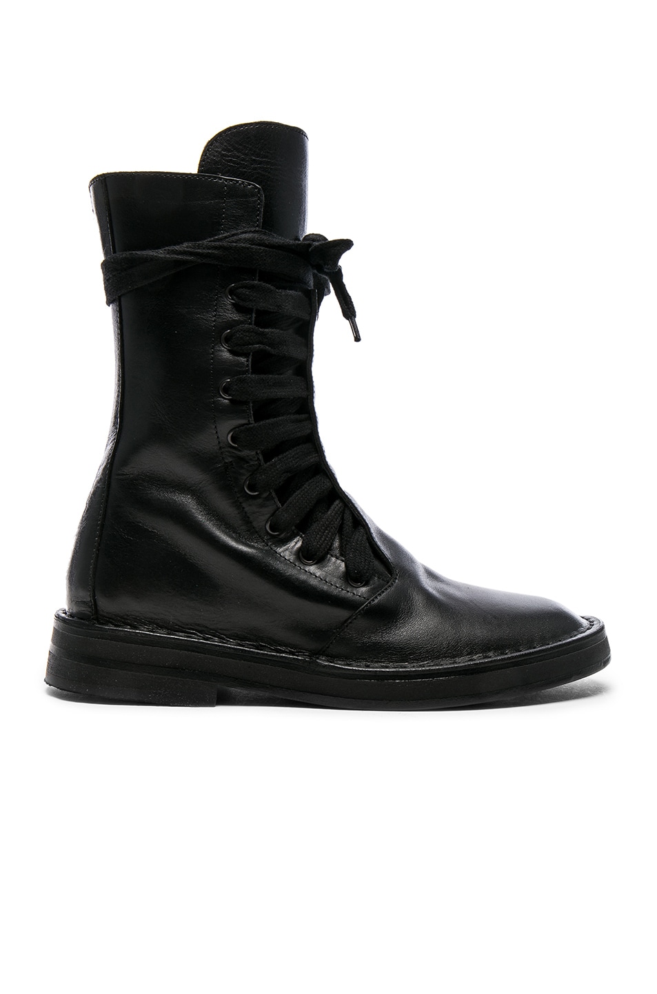 Image 1 of Ann Demeulemeester Leather Combat Boots in Black