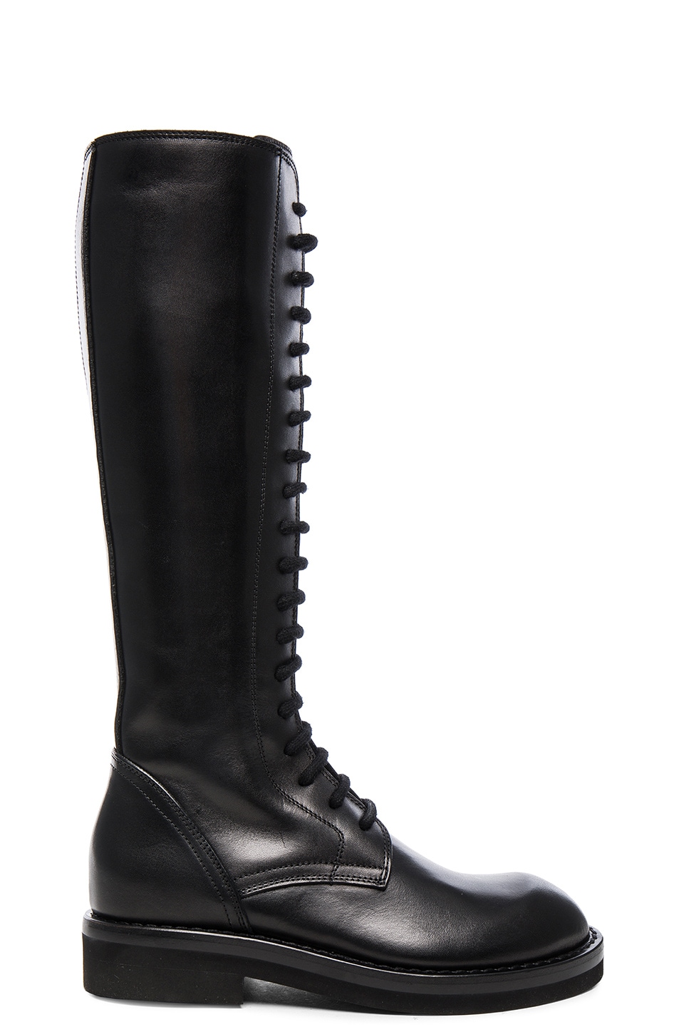 Image 1 of Ann Demeulemeester Stipe Flat Lace Up Leather Boots in Black