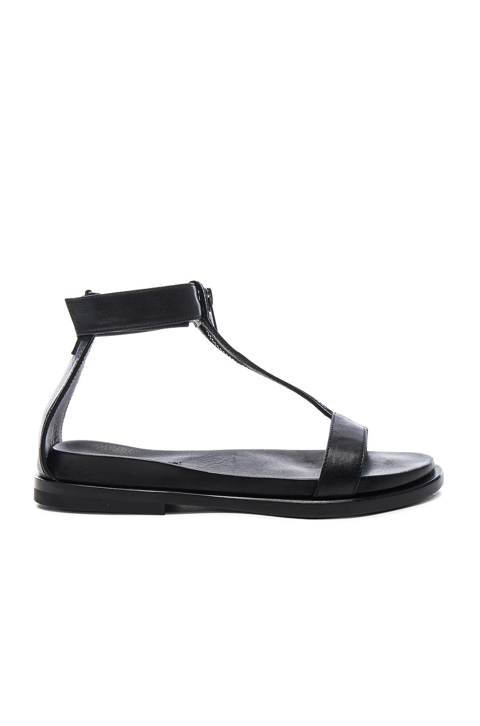 Image 1 of Ann Demeulemeester Leather Flat Sandals in Black