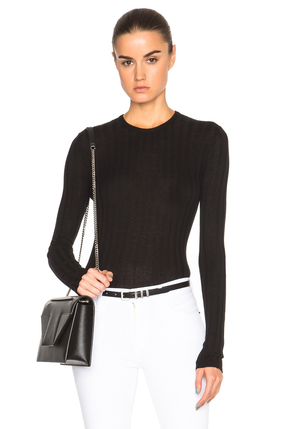 Image 1 of Anthony Vaccarello Rib Knit Sweater in Black
