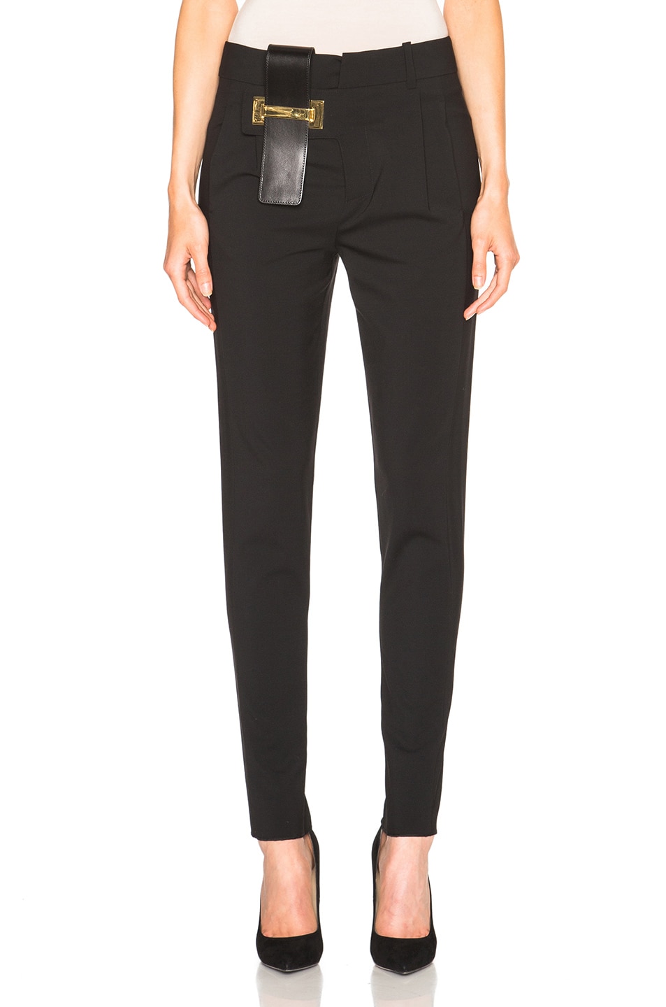 Image 1 of Anthony Vaccarello Classic Pants with Vertical Belt in Black
