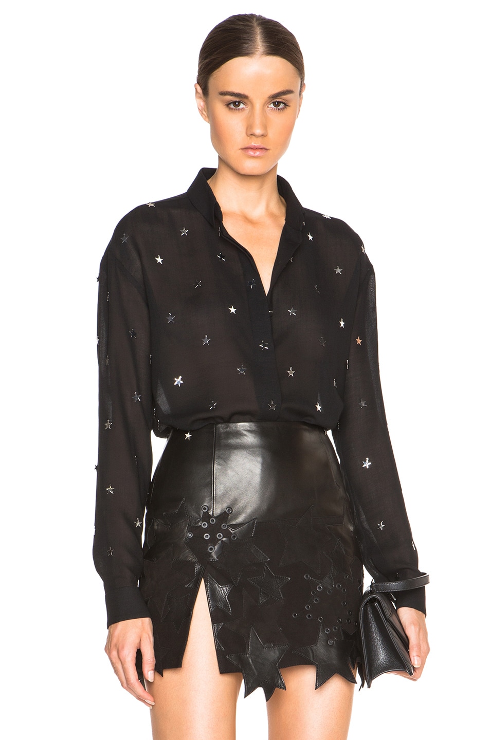 Image 1 of Anthony Vaccarello Embroidered Stars Shirt in Black