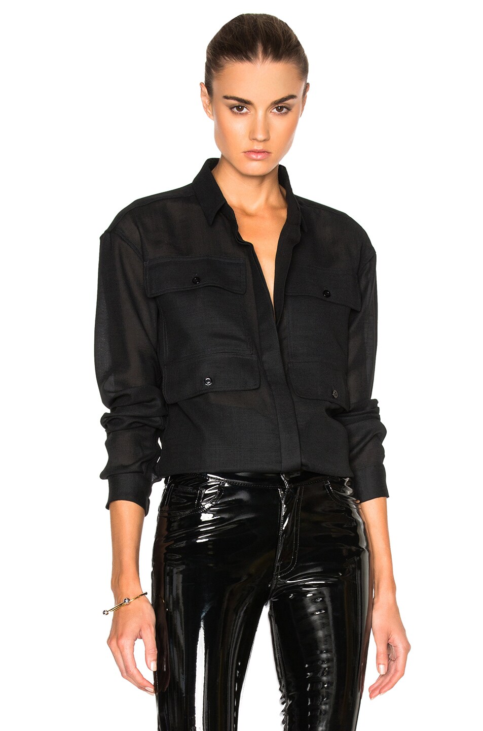 Image 1 of Anthony Vaccarello 4 Pocket Long Sleeve Shirt in Black