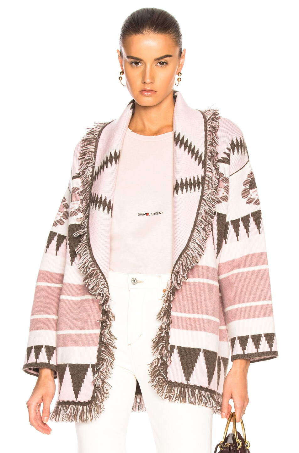 Image 1 of ALANUI New Icon Oversized Jacquard Cardigan in Ophelia Pink Multi
