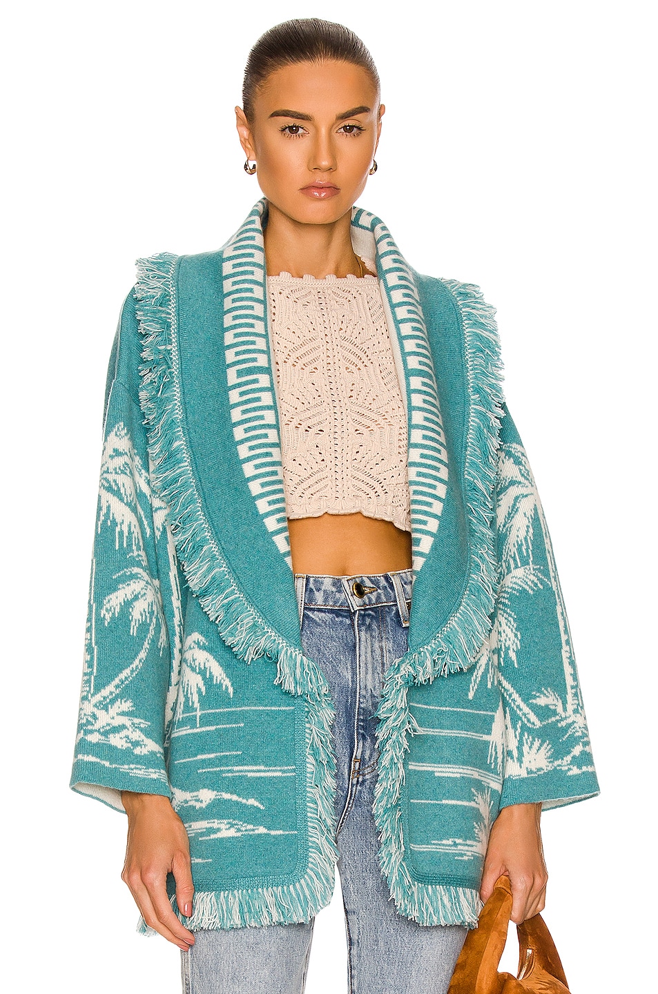 Image 1 of ALANUI Surrounded By The Ocean Cardigan in Fancy Light Blue