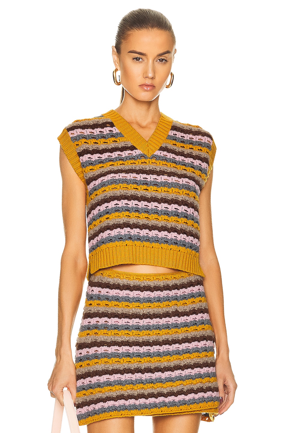 Image 1 of ALANUI Dancing Light Crochet Vest in Yellow Melange