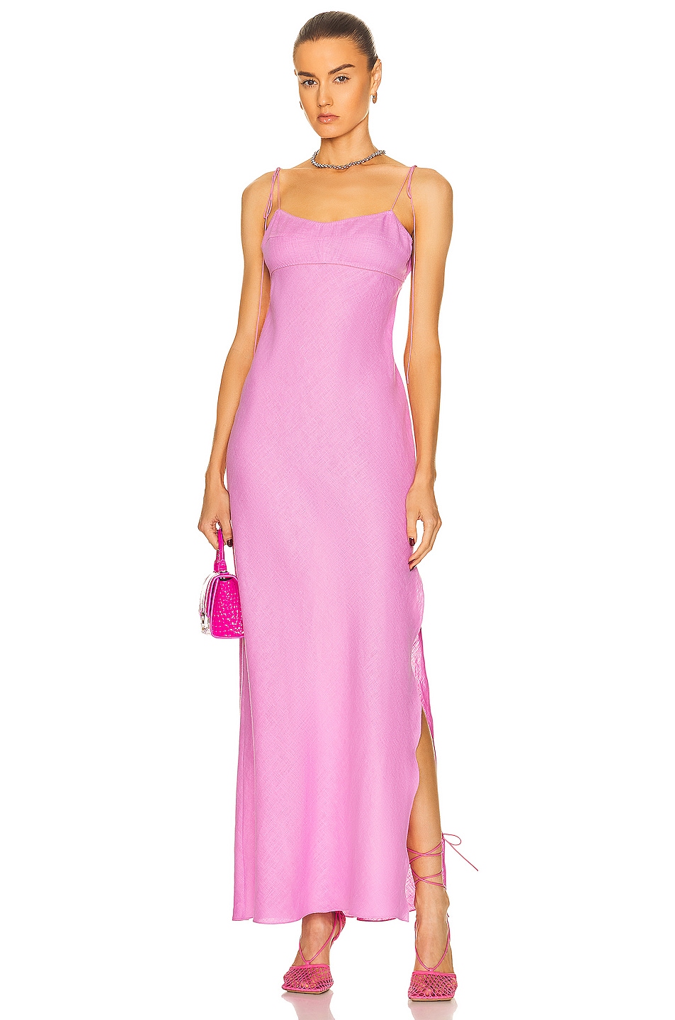 Image 1 of Anna October Linen Odette Maxi Dress in Pink