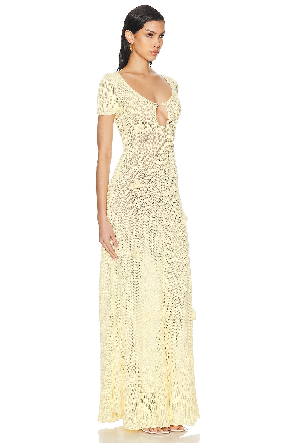 Shop Anna October Avery Knitted Maxi Dress In Yellow