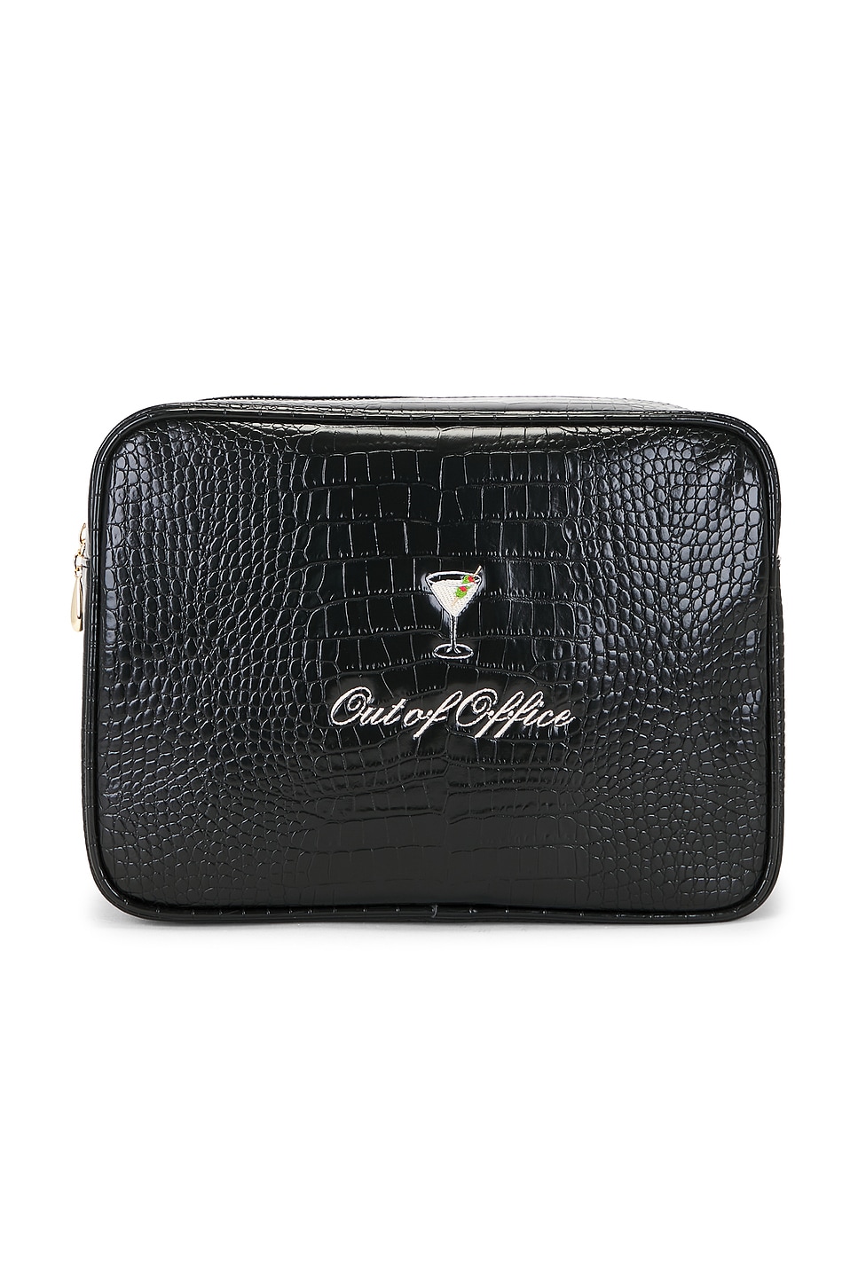 Abbode Out Of Office Martini Croc Pouch In Black