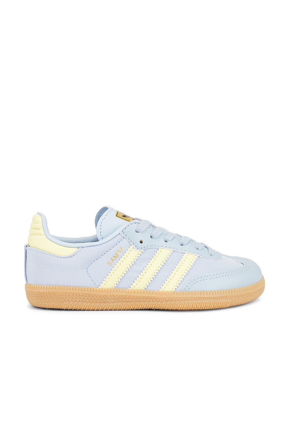 Image 1 of adidas Originals Kids Samba OG Sneaker in Wonder Blue, Powder Yellow, & Gum