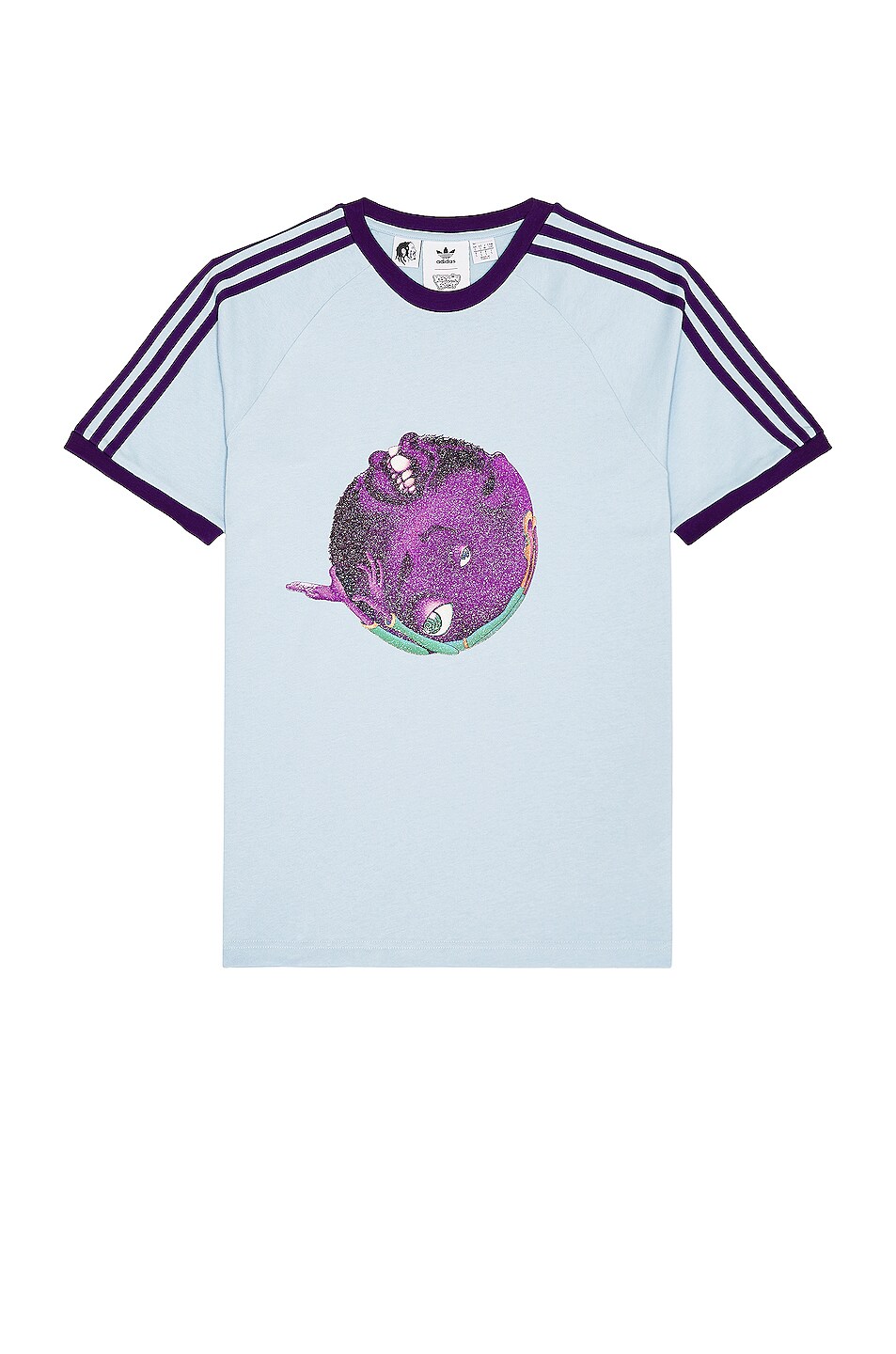 Image 1 of adidas x Kerwin Frost adidas Originals x Kerwin Frost Ringer Tee in Clear Sky