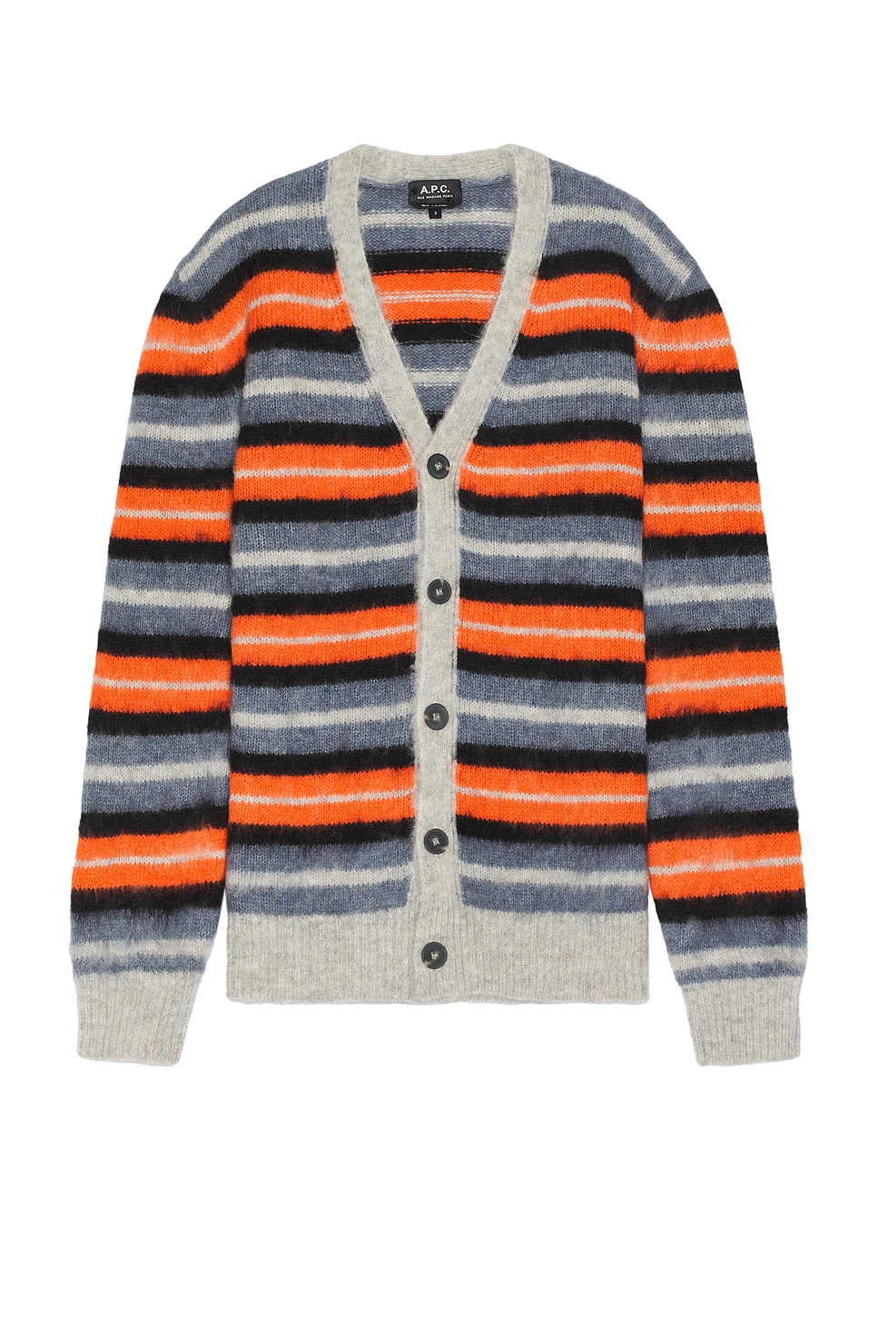 Shop Apc Dave Cardigan In Heathered Light Grey