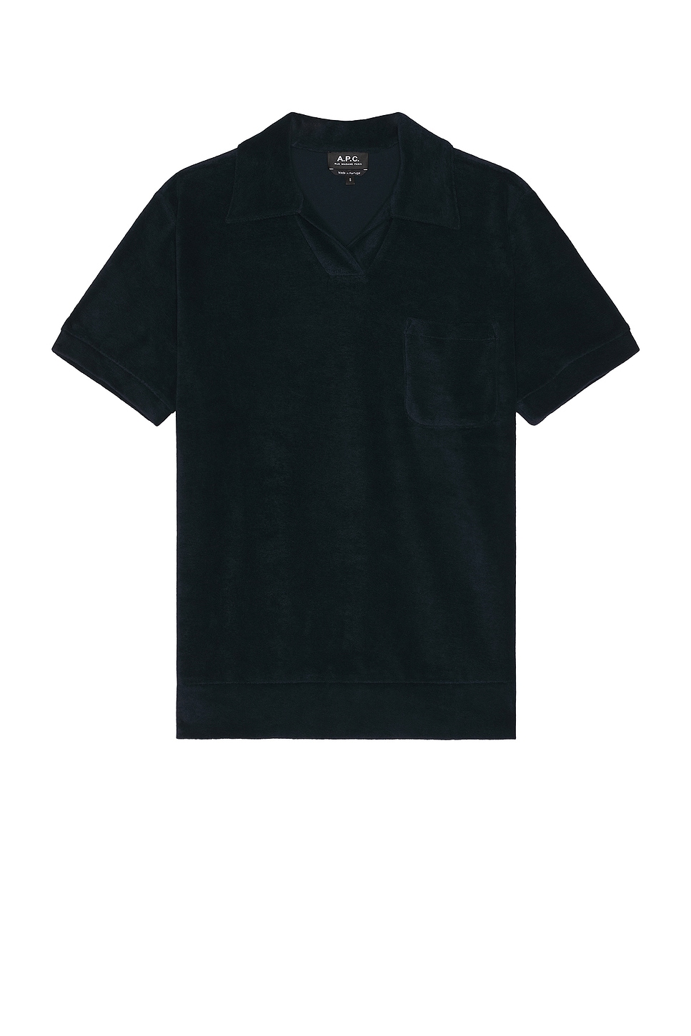 Image 1 of A.P.C. Toweling Short Sleeve Polo in Dark Navy