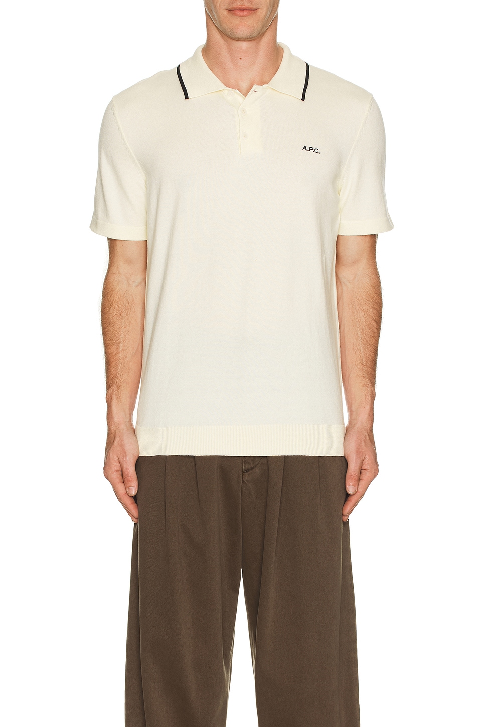 Image 1 of A.P.C. Fynn Short Sleeve Polo in White & Black