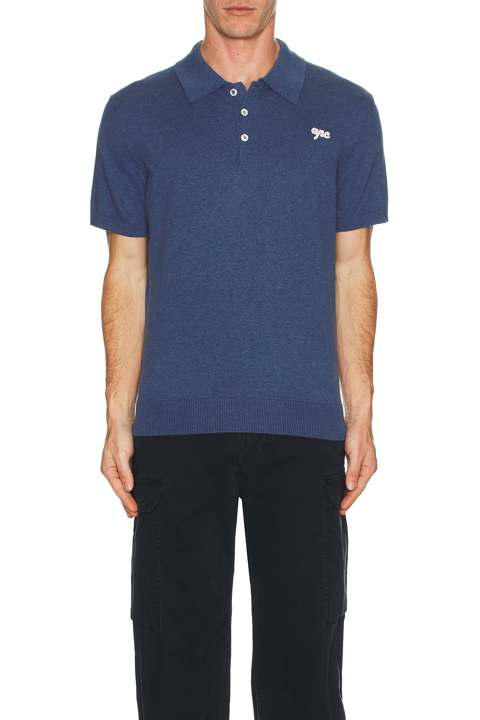 Image 1 of A.P.C. Gregorio Short Sleeve Polo in Blue Grey